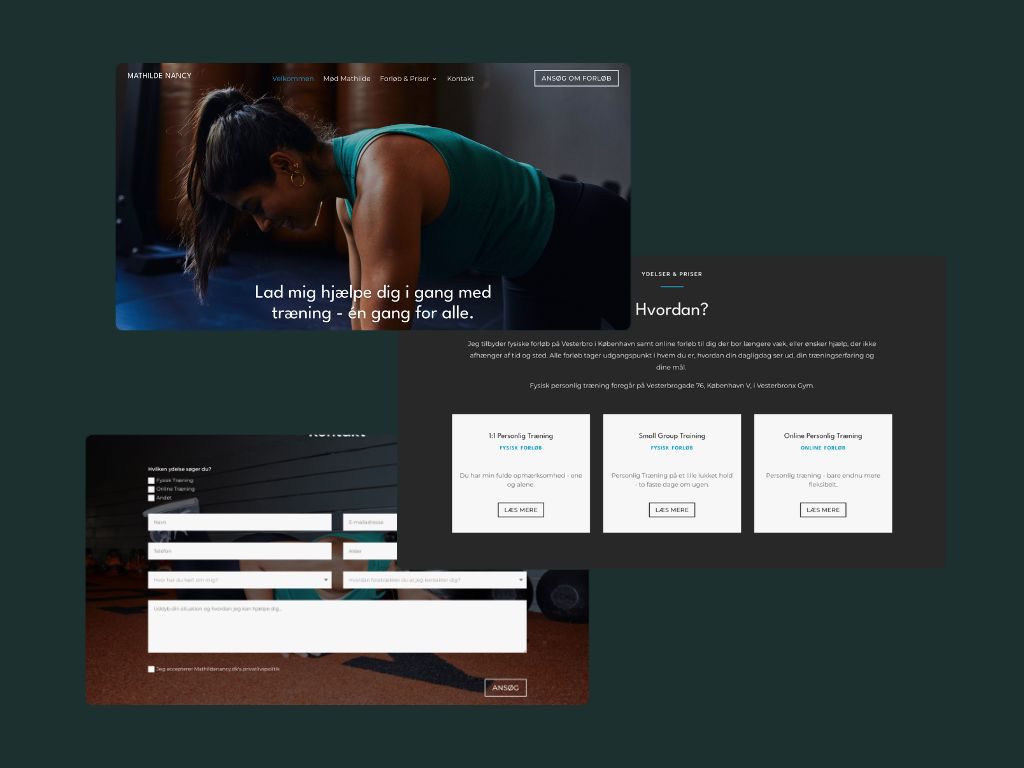 personlig træner hjemmeside design